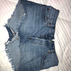 Levi light wash jean cut off shorts